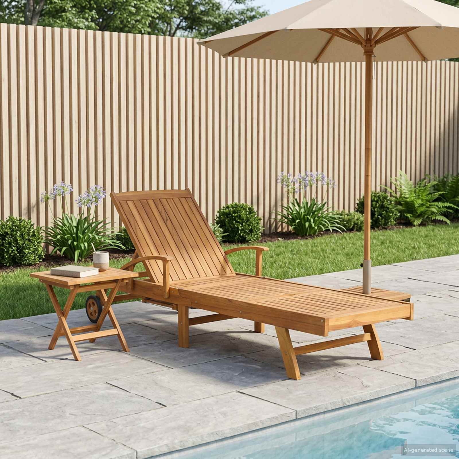 Ξαπλώστρα με Τραπέζι 2 pcs Καφέ 40 x 40 x 40 cm Στερεό Ξύλο Τίκ - Pakobazaar