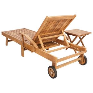 Ξαπλώστρα με Τραπέζι 2 pcs Καφέ 40 x 40 x 40 cm Στερεό Ξύλο Τίκ - Pakobazaar
