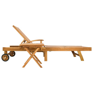 Ξαπλώστρα με Τραπέζι 2 pcs Καφέ 40 x 40 x 40 cm Στερεό Ξύλο Τίκ - Pakobazaar