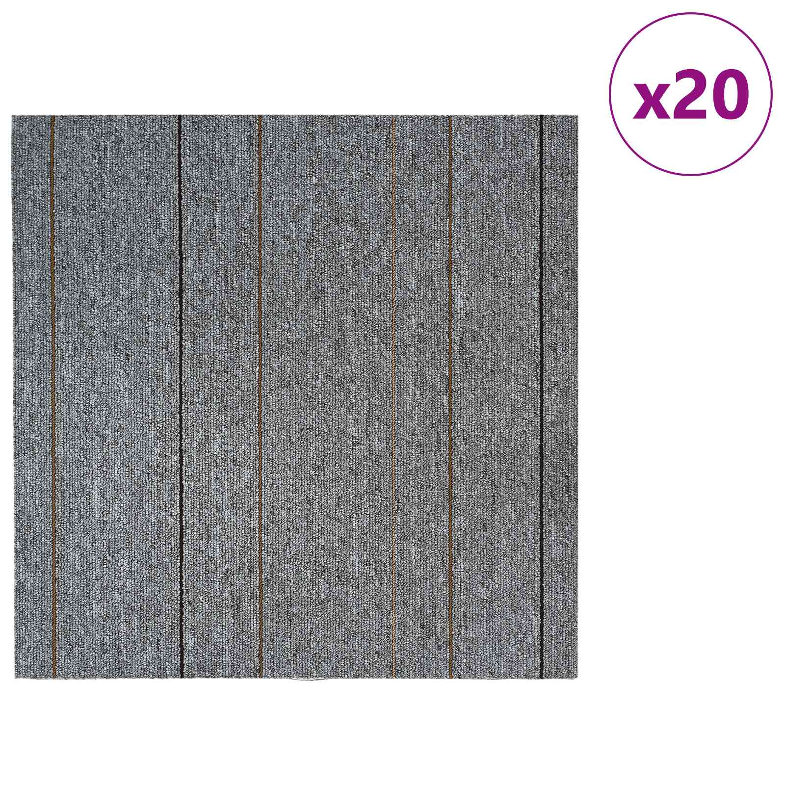 Πλακάκι Χαλιού Ανοιχτό γκρι με ρίγες 50 x 50 cm 20 pcs - Pakobazaar