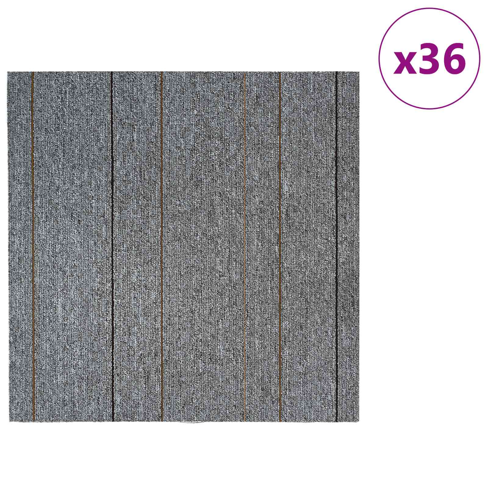 Πλακάκι Χαλιού Ανοιχτό γκρι με ρίγες 50 x 50 cm 36 pcs - Pakobazaar