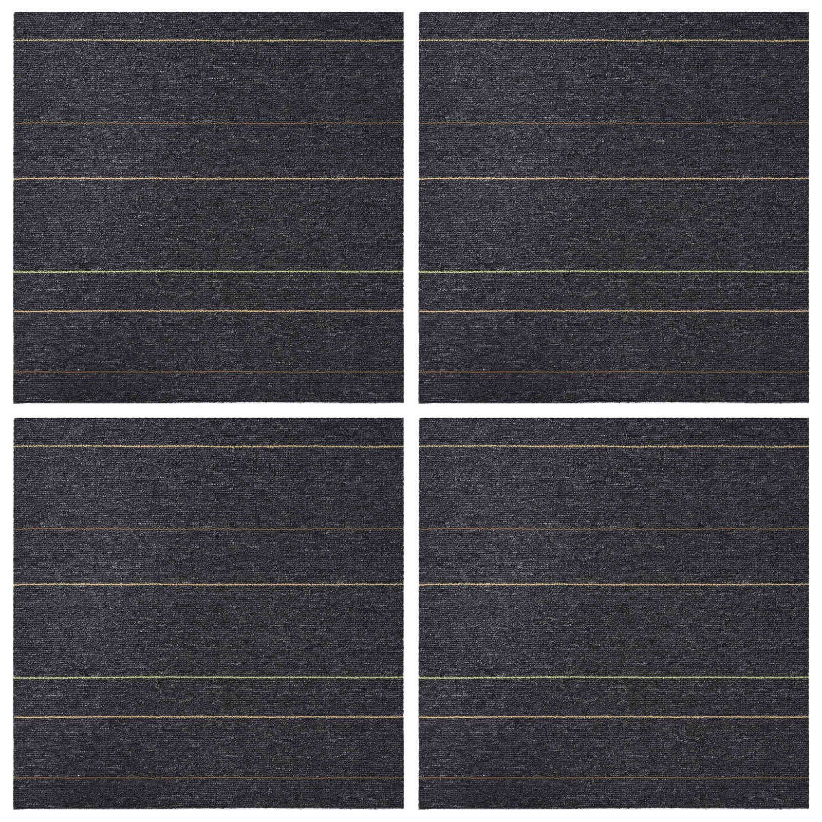 Πλακάκι Χαλιού Σκούρο γκρι με ρίγες 50 x 50 cm 4 pcs - Pakobazaar