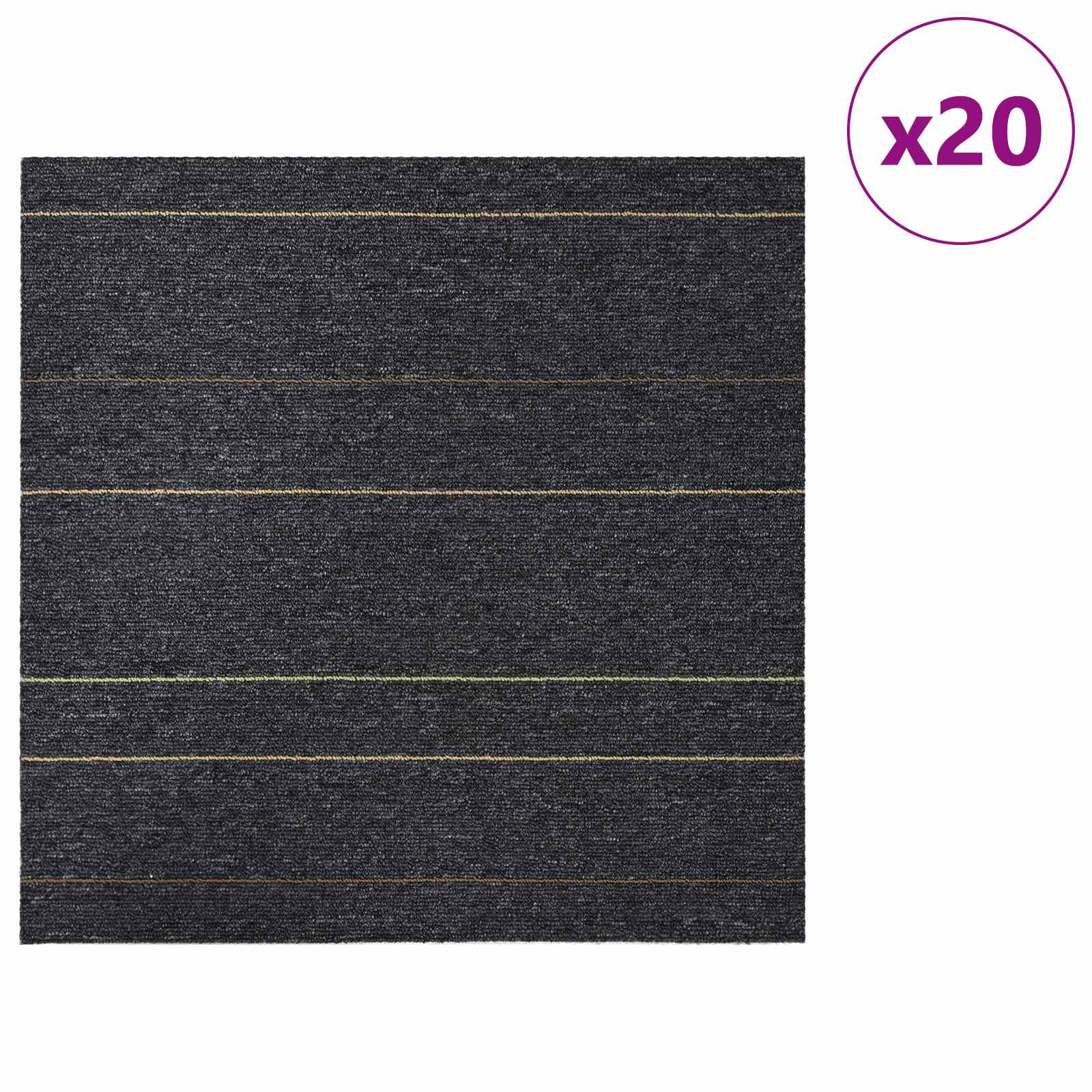 Πλακάκι Χαλιού Σκούρο γκρι με ρίγες 50 x 50 cm 20 pcs - Pakobazaar