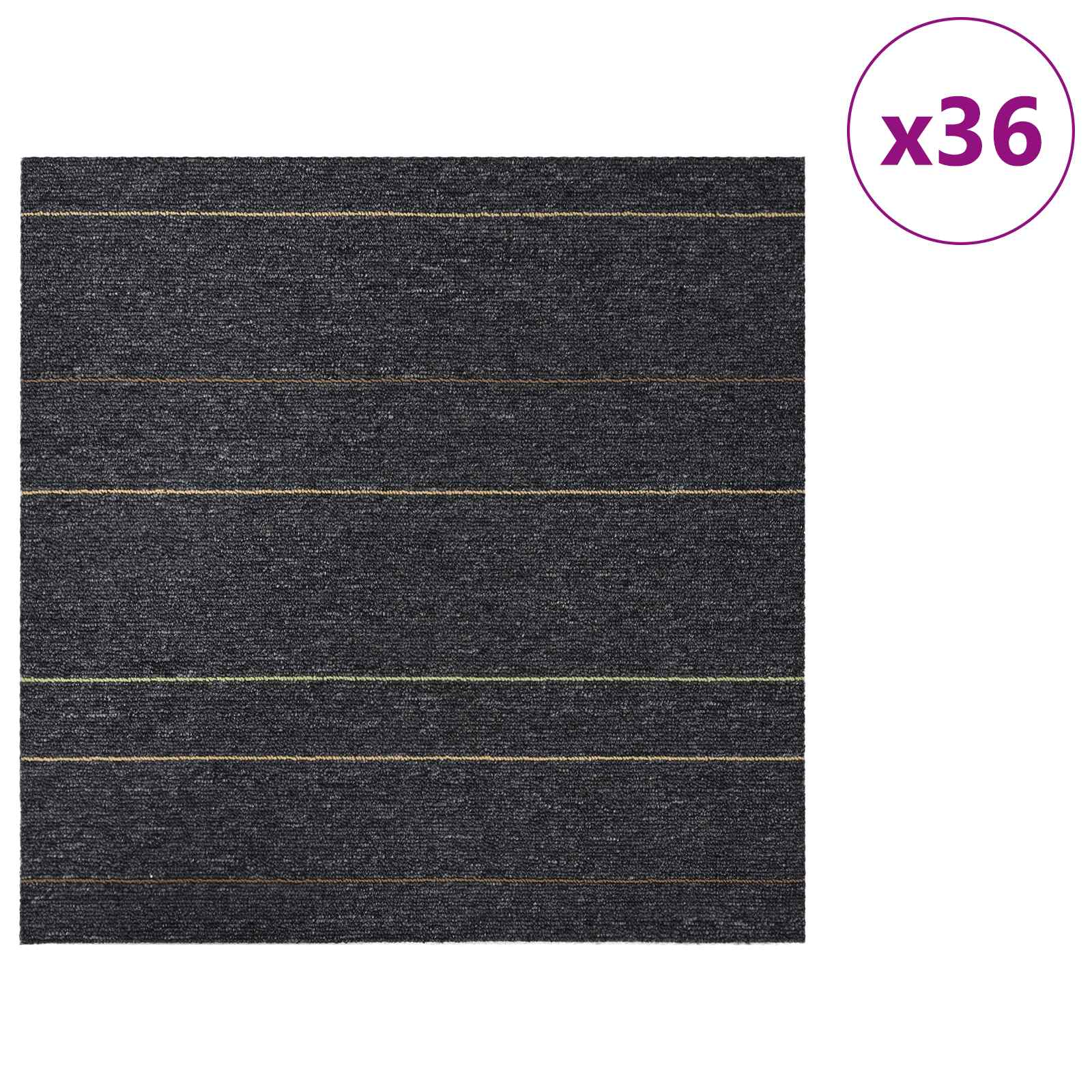 Πλακάκι Χαλιού Σκούρο γκρι με ρίγες 50 x 50 cm 36 pcs - Pakobazaar