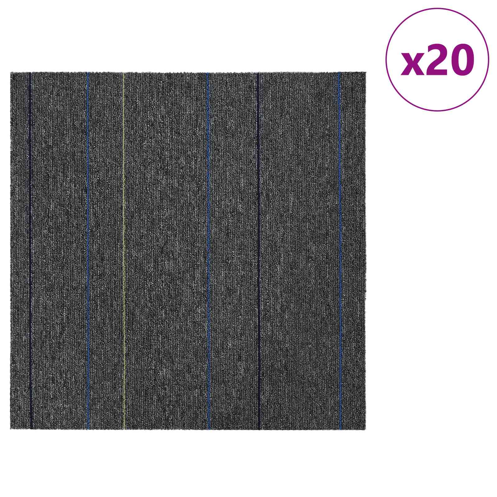 Πλακάκι Χαλιού Μέτριο Γκρι με Ρίγες 50 x 50 cm 20 pcs - Pakobazaar