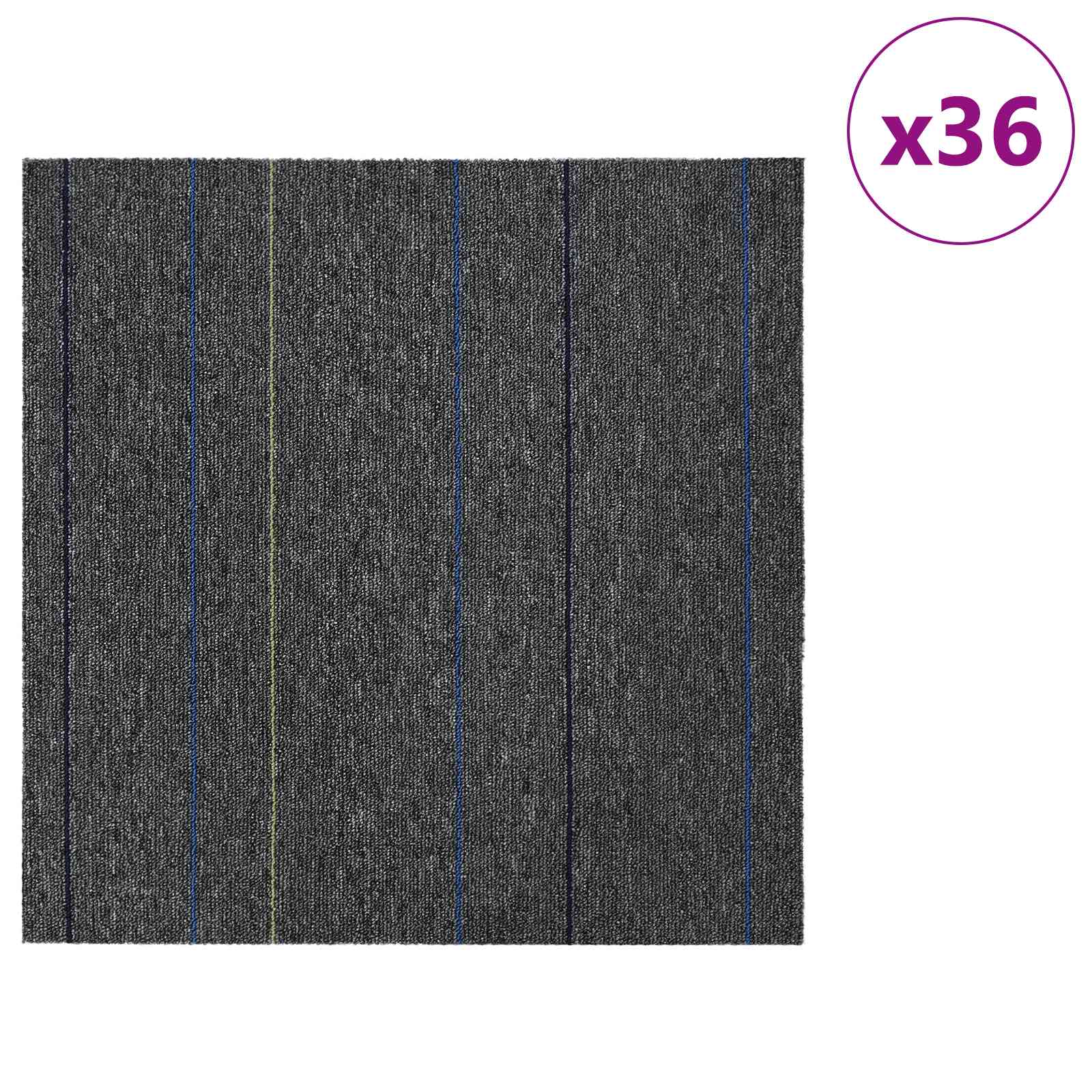 Πλακάκι Χαλιού Μέτριο Γκρι με Ρίγες 50 x 50 cm 36 pcs - Pakobazaar