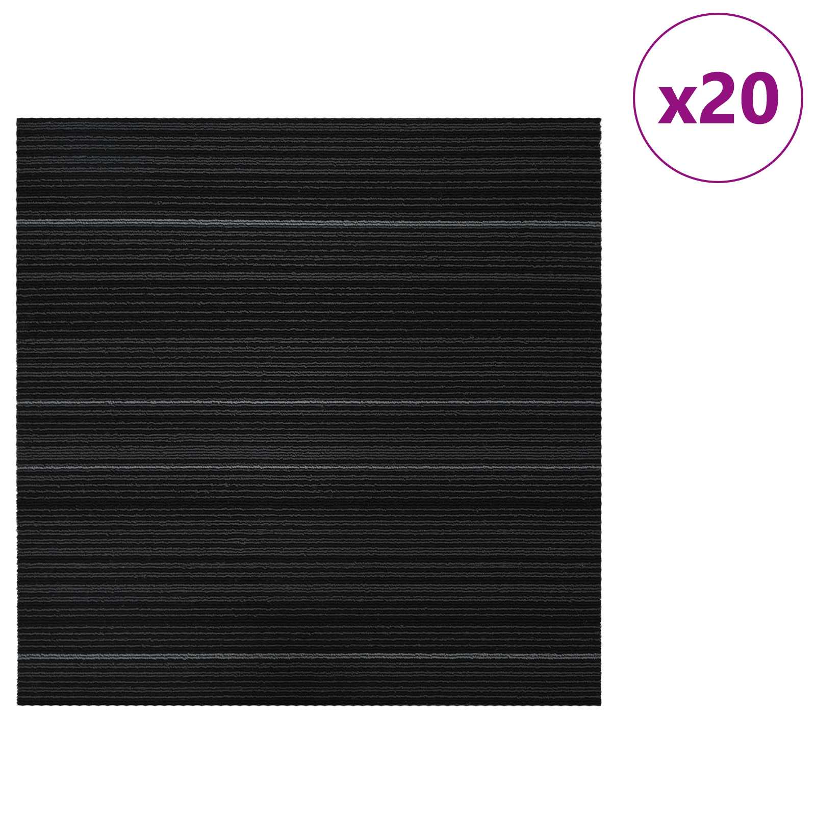 Πλακάκι Χαλιού Ριγέ Σκούρο Γκρι 50 x 50 cm 20 pcs - Pakobazaar