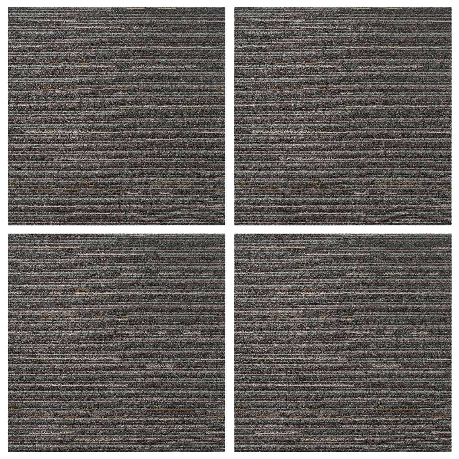 Πλακάκι Χαλιού Ριγέ Σκούρο Καφέ 50 x 50 cm 4 pcs - Pakobazaar