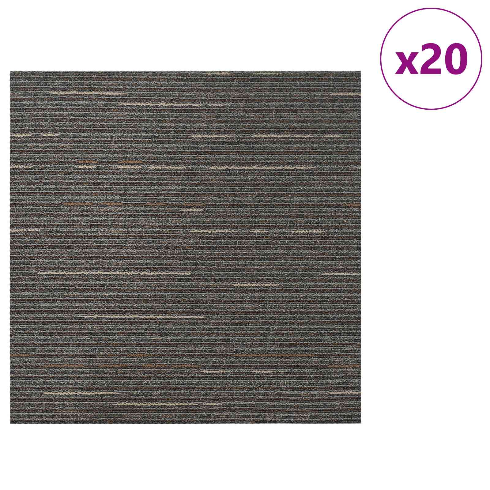 Πλακάκι Χαλιού Ριγέ Σκούρο Καφέ 50 x 50 cm 20 pcs - Pakobazaar
