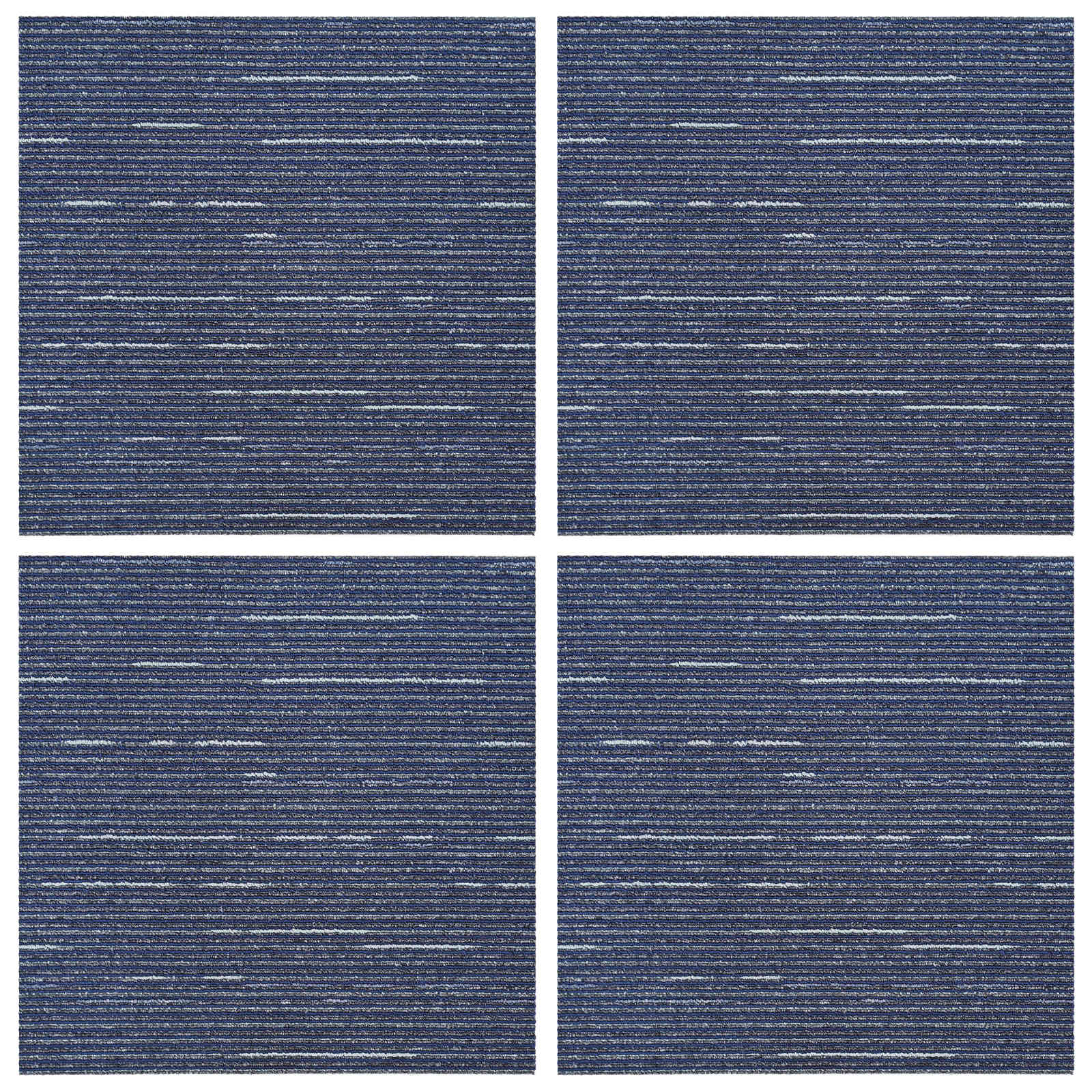 Πλακάκι Χαλιού Ραβδωτό Μπλε 50 x 50 cm 4 pcs - Pakobazaar