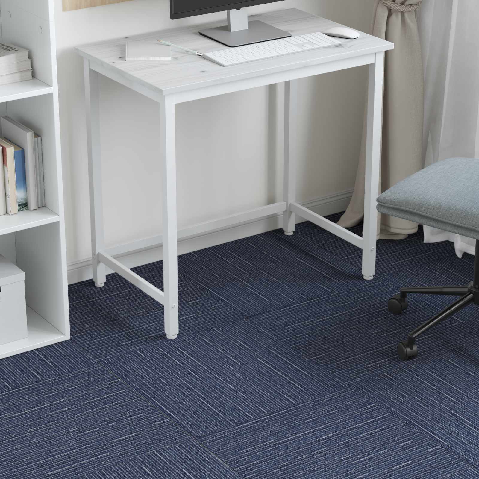Πλακάκι Χαλιού Ραβδωτό Μπλε 50 x 50 cm 36 pcs - Pakobazaar