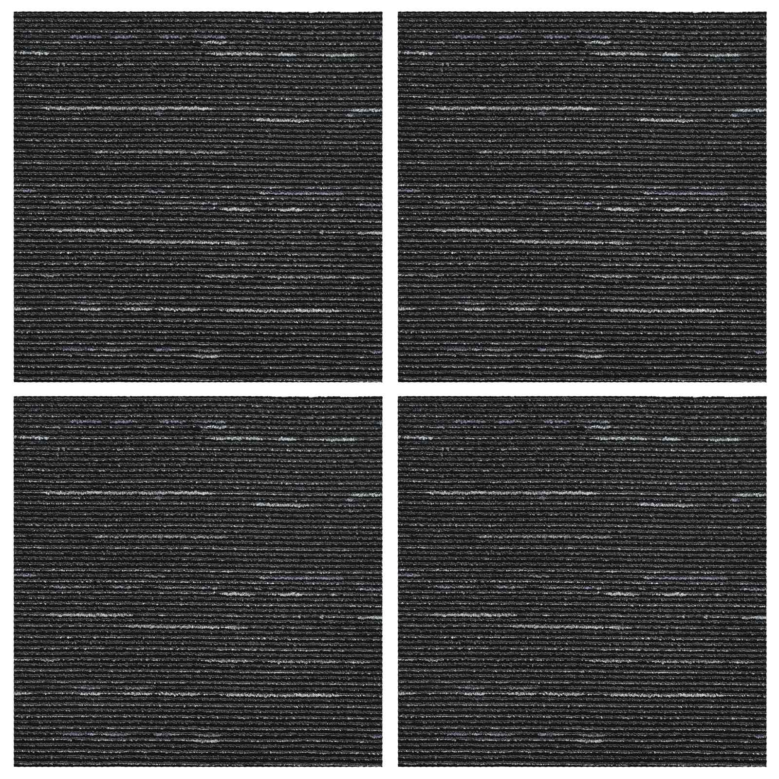 Πλακάκι Χαλιού Ριγέ Μαύρο 50 x 50 cm 4 pcs - Pakobazaar