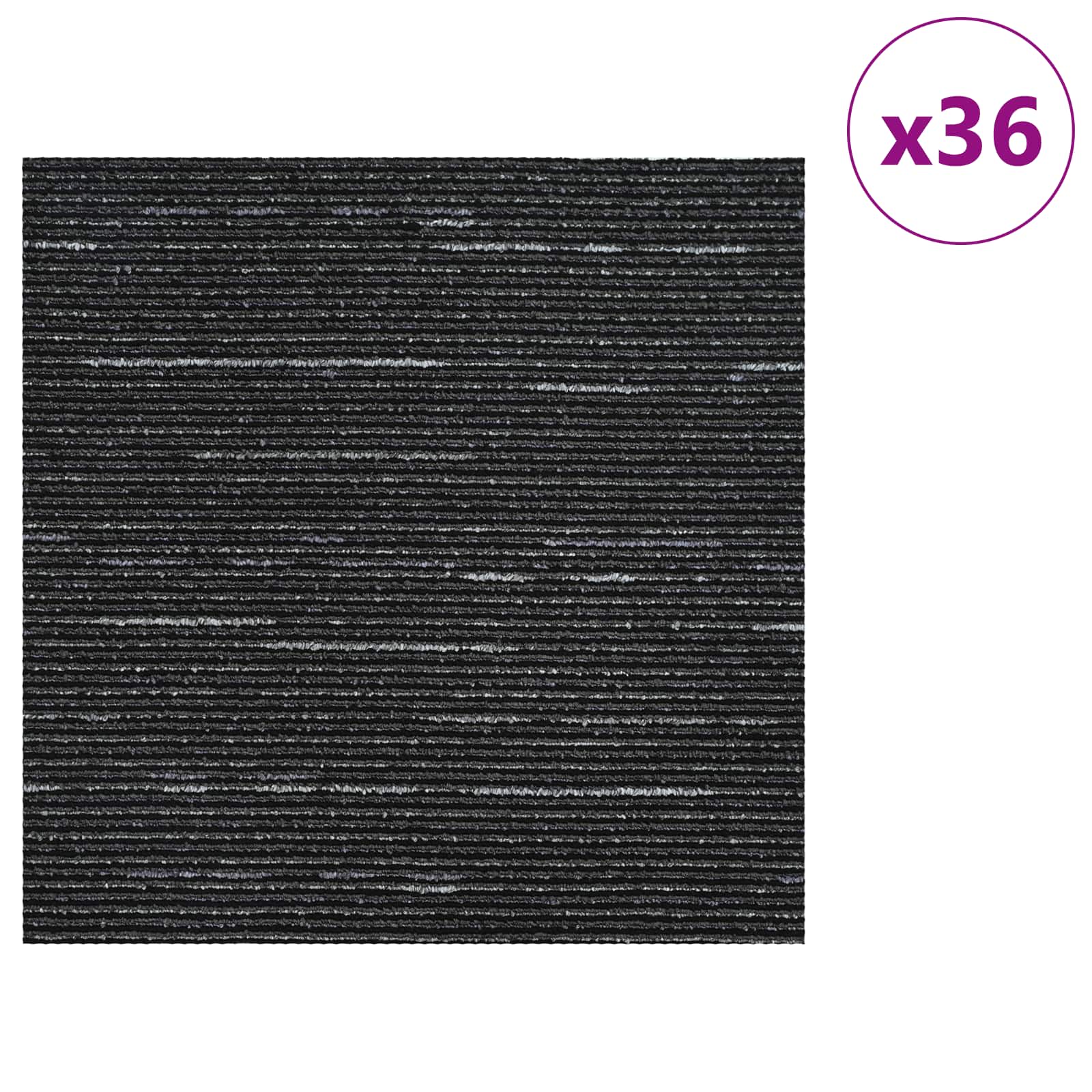Πλακάκι Χαλιού Ριγέ Μαύρο 50 x 50 cm 36 pcs - Pakobazaar