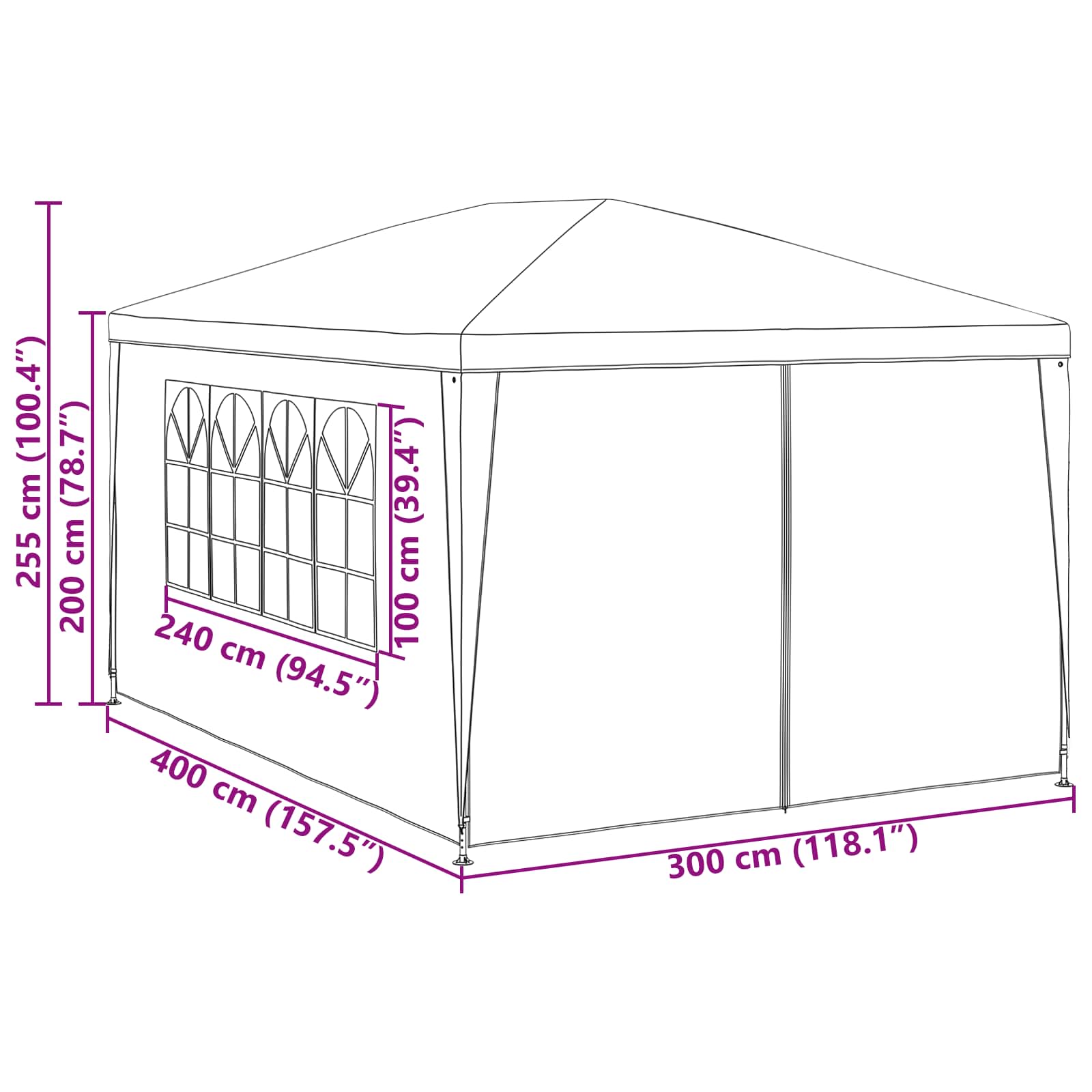 Περίπτερο με τοίχο Κόκκινο 400 x 300 x 255 εκ - Pakobazaar