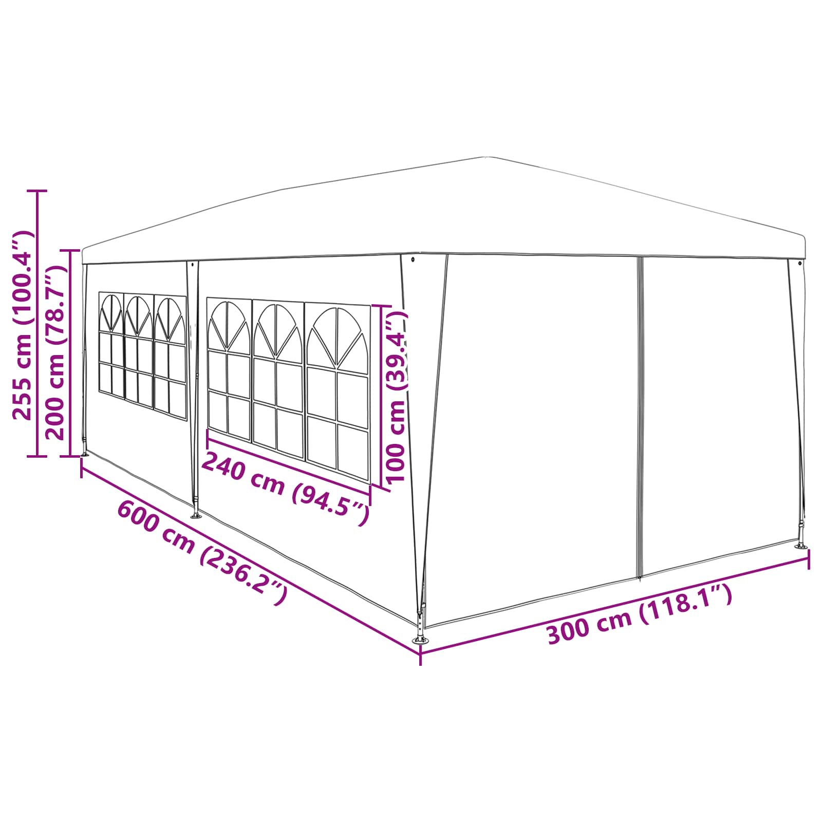 Σκηνή Πάρτυ Κόκκινο 600 x 300 x 255 εκ. - Pakobazaar
