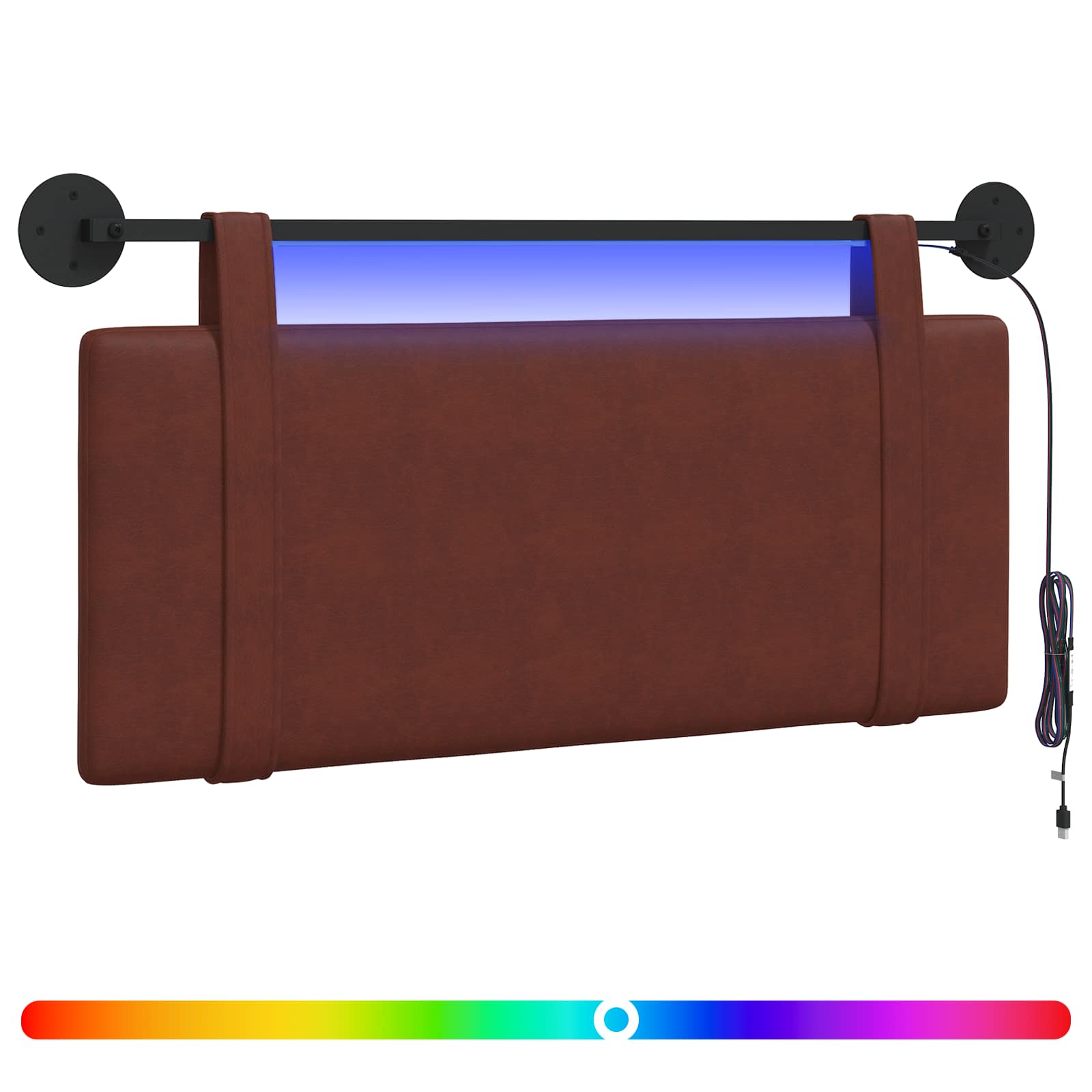 Κεφαλάρι κρεβατιού κρεμαστό Γυαλιστερό Καφέ Αντίκα PU - Pakobazaar