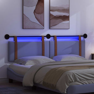Κεφαλάρι κρεβατιού κρεμαστό Με φωτισμό LED Μπλε τζην Αντίκα PU - Pakobazaar