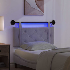 Κεφαλάρι κρεβατιού κρεμαστό Με φωτισμό LED Ανοιχτό γκρι Βελούδο - Pakobazaar