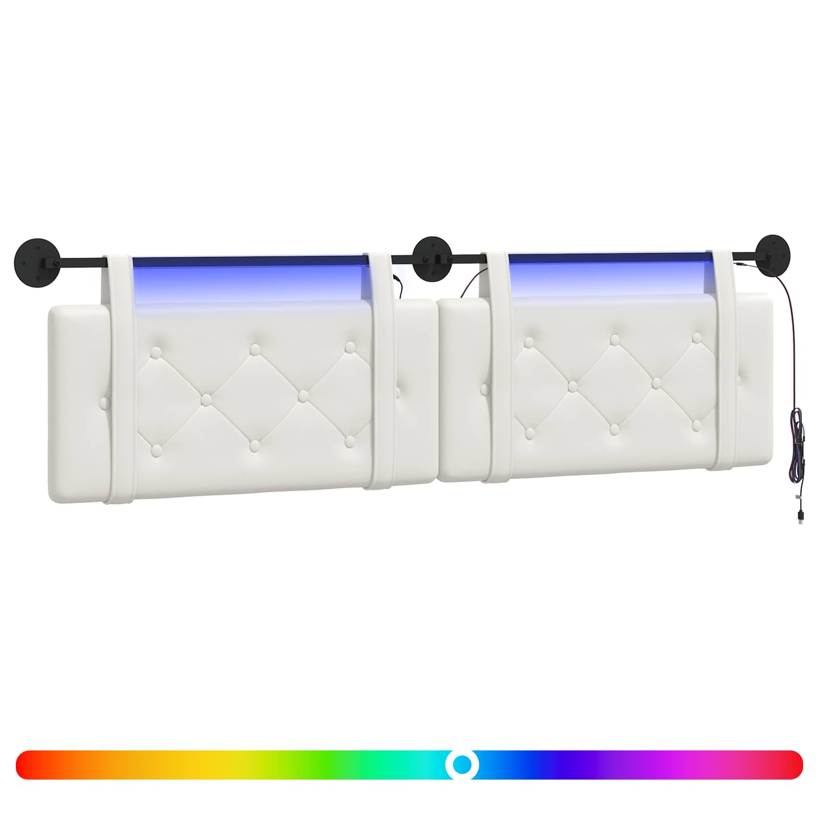 Κεφαλάρι κρεβατιού κρεμαστό Με φωτισμό LED Λευκό Τεχνητό Δέρμα - Pakobazaar