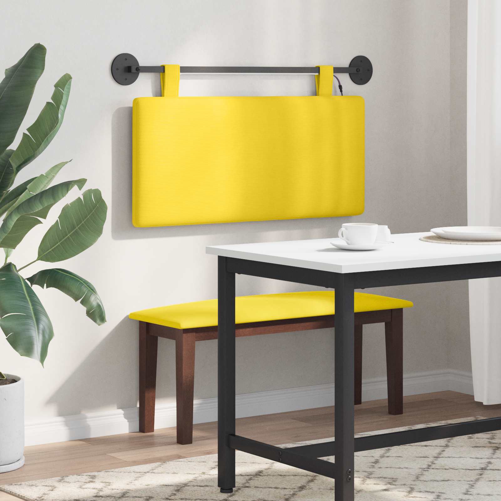 Κεφαλάρι κρεβατιού κρεμαστό Απαλό Κίτρινο Υφασμάτινο Κορντουρά - Pakobazaar