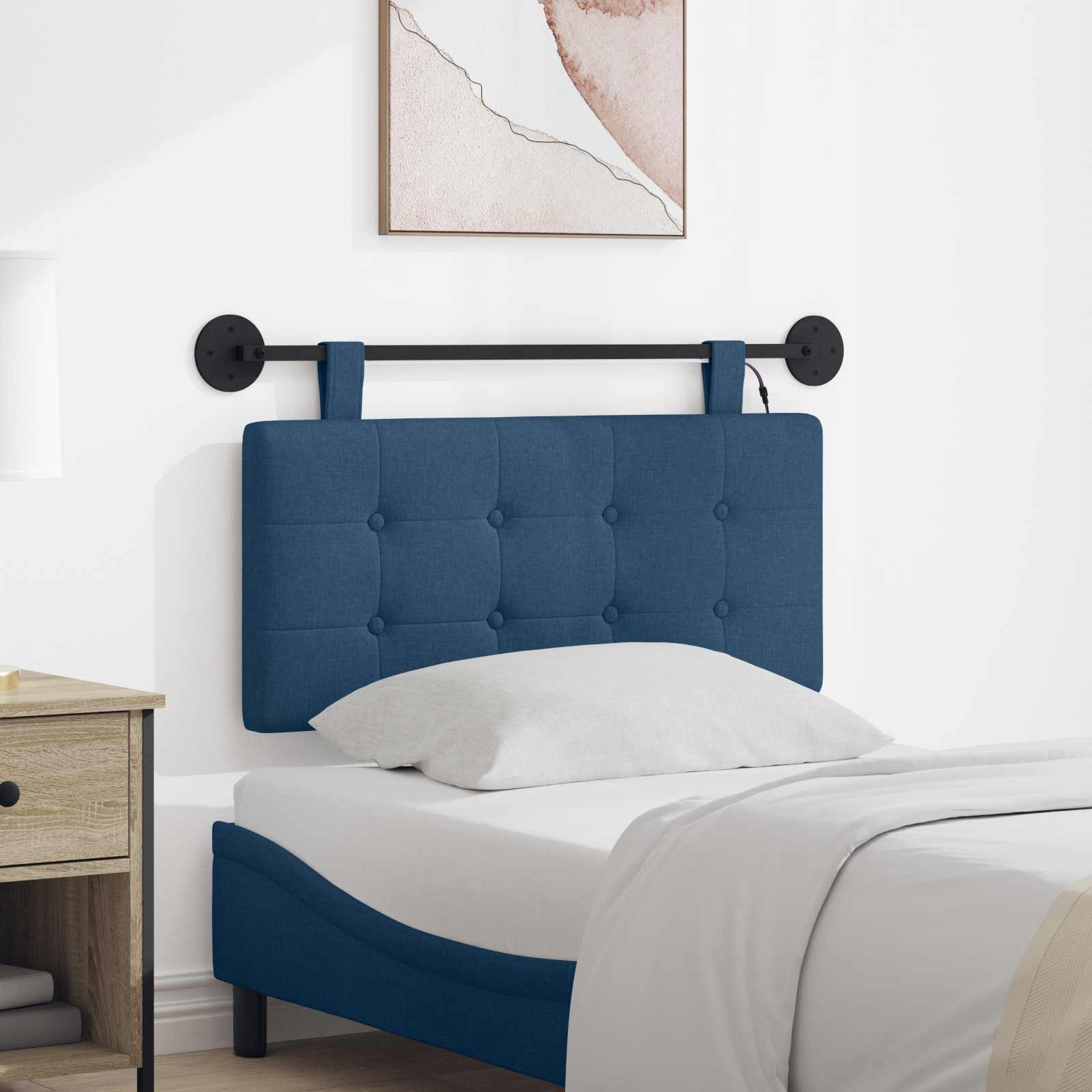 Κεφαλάρι κρεβατιού κρεμαστό Με φωτισμό LED Μπλε Ύφασμα - Pakobazaar
