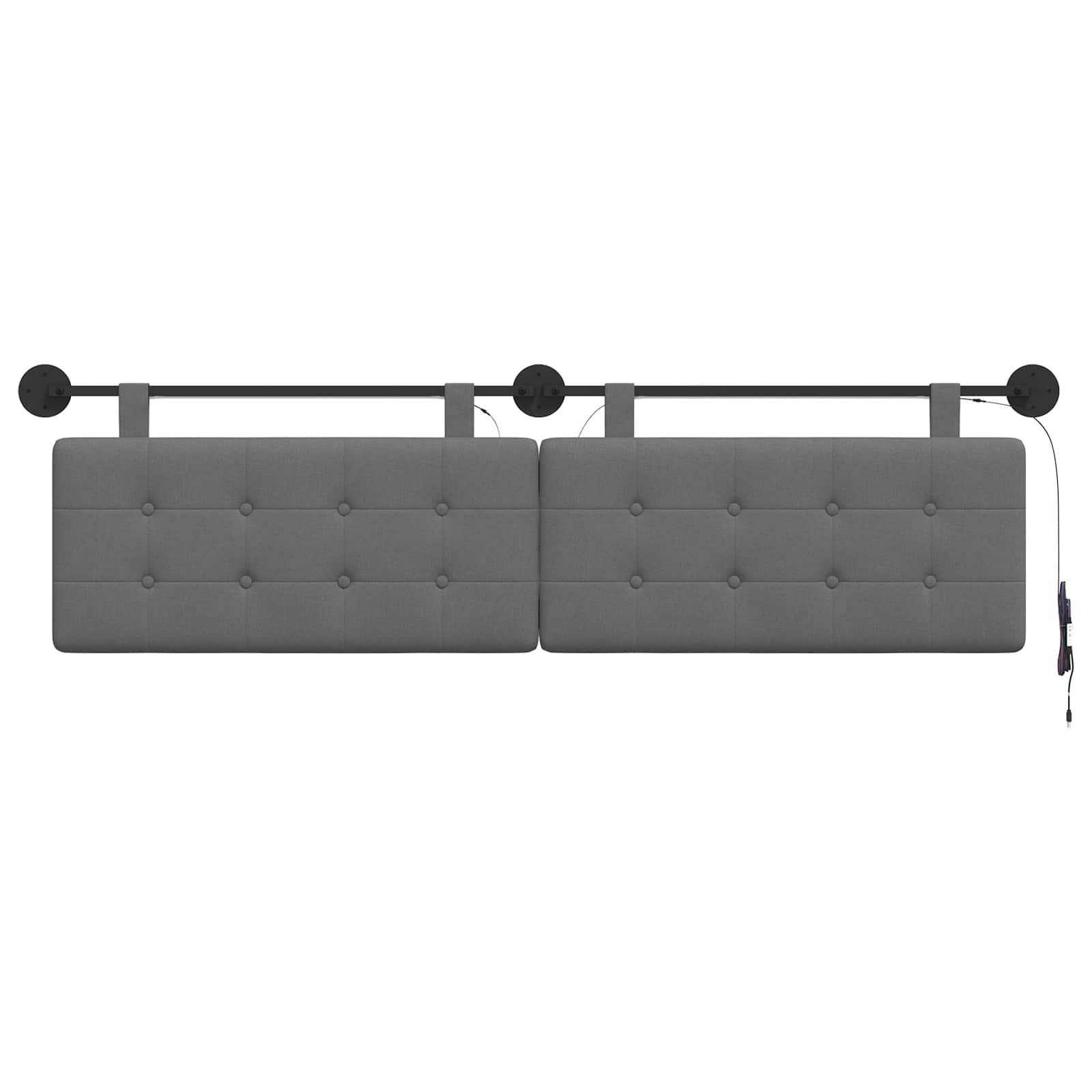 Κεφαλάρι κρεβατιού κρεμαστό Με φωτισμό LED Σκούρο Γκρι Ύφασμα - Pakobazaar