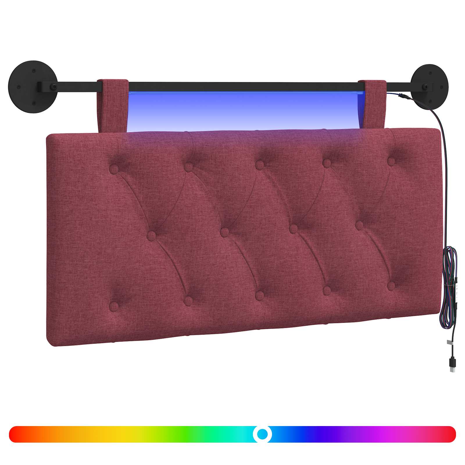 Κεφαλάρι κρεβατιού κρεμαστό Με φωτισμό LED Κόκκινο Ύφασμα - Pakobazaar