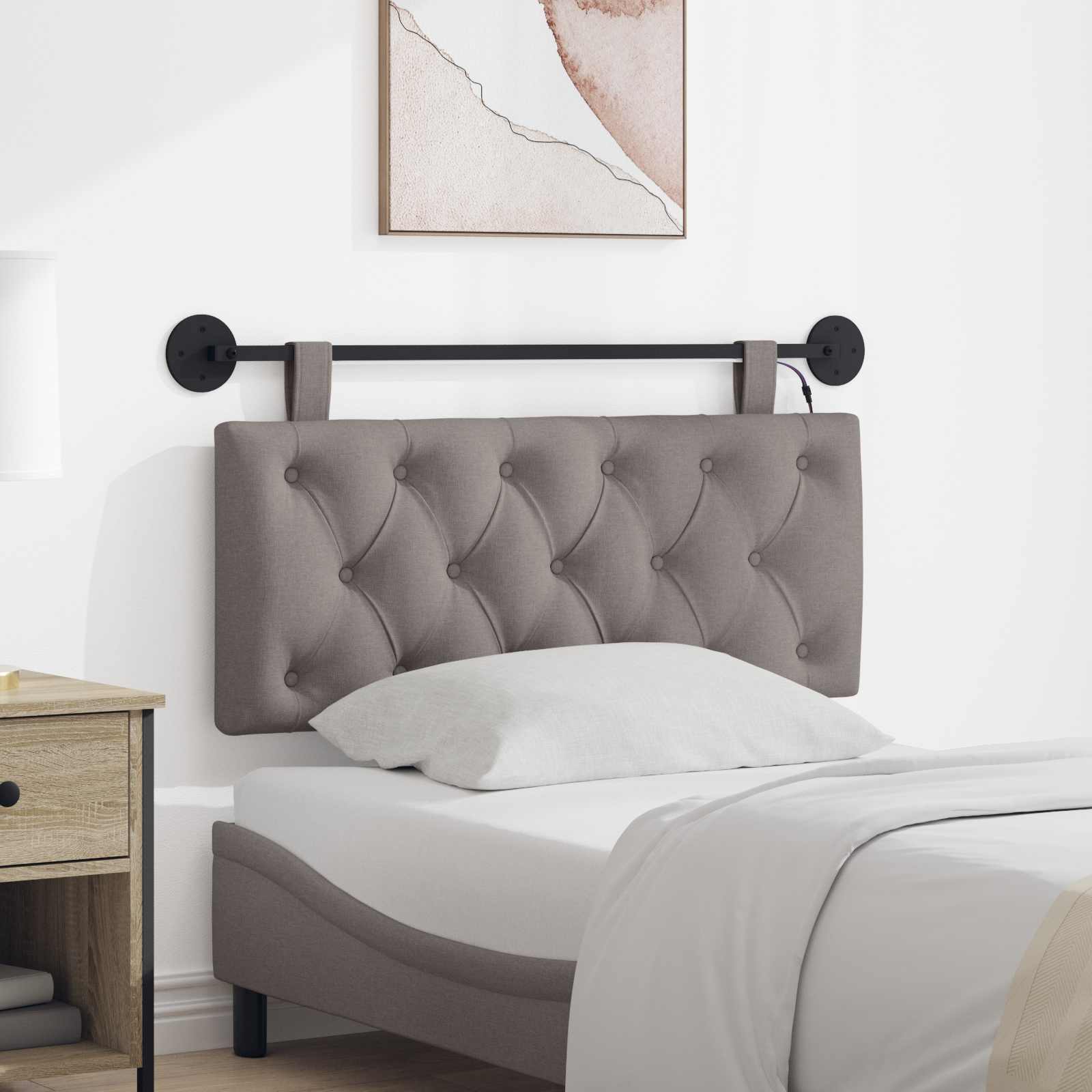 Κεφαλάρι κρεβατιού κρεμαστό Με φωτισμό LED Taupe Ύφασμα - Pakobazaar