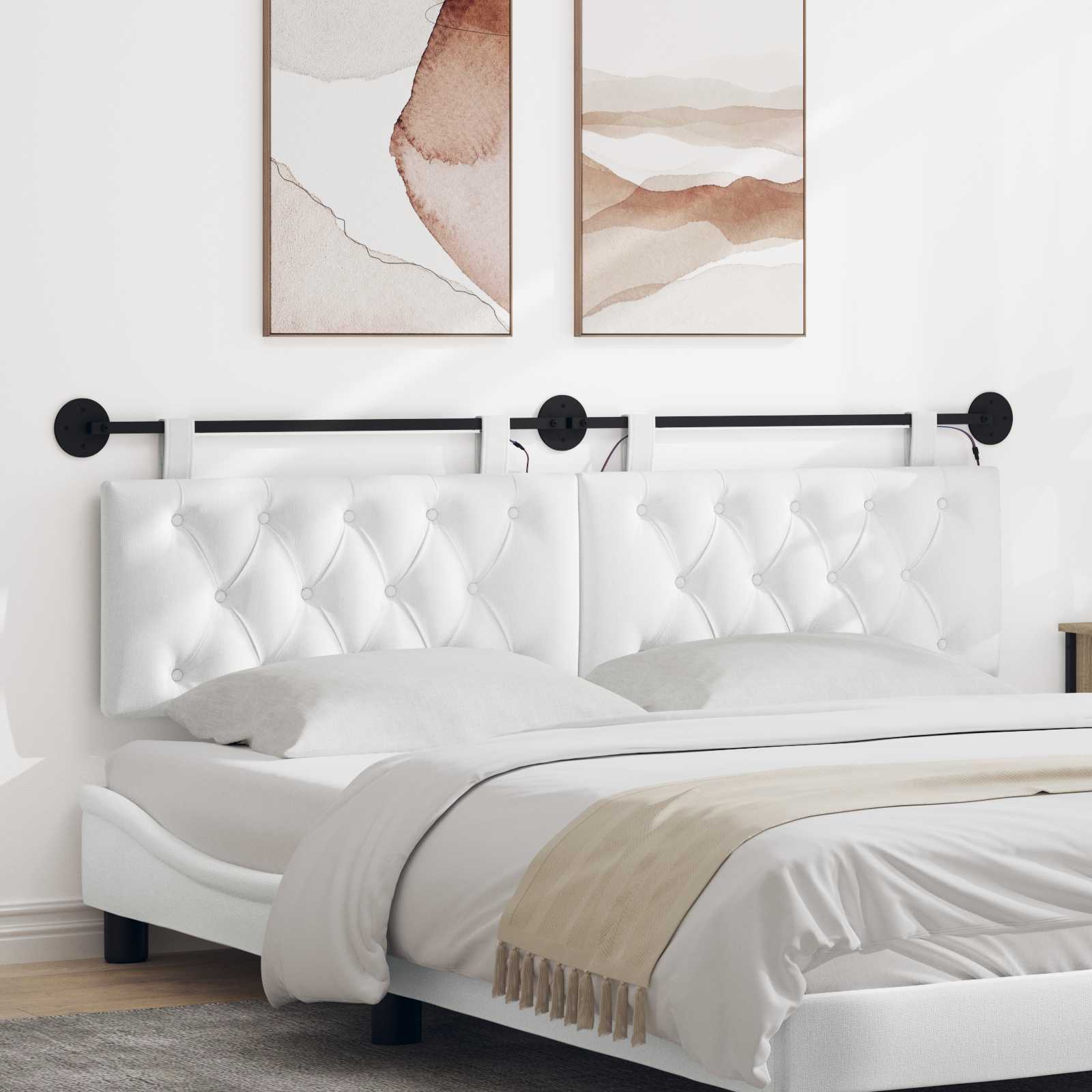 Κεφαλάρι κρεβατιού κρεμαστό Με φωτισμό LED Λευκό Ύφασμα - Pakobazaar