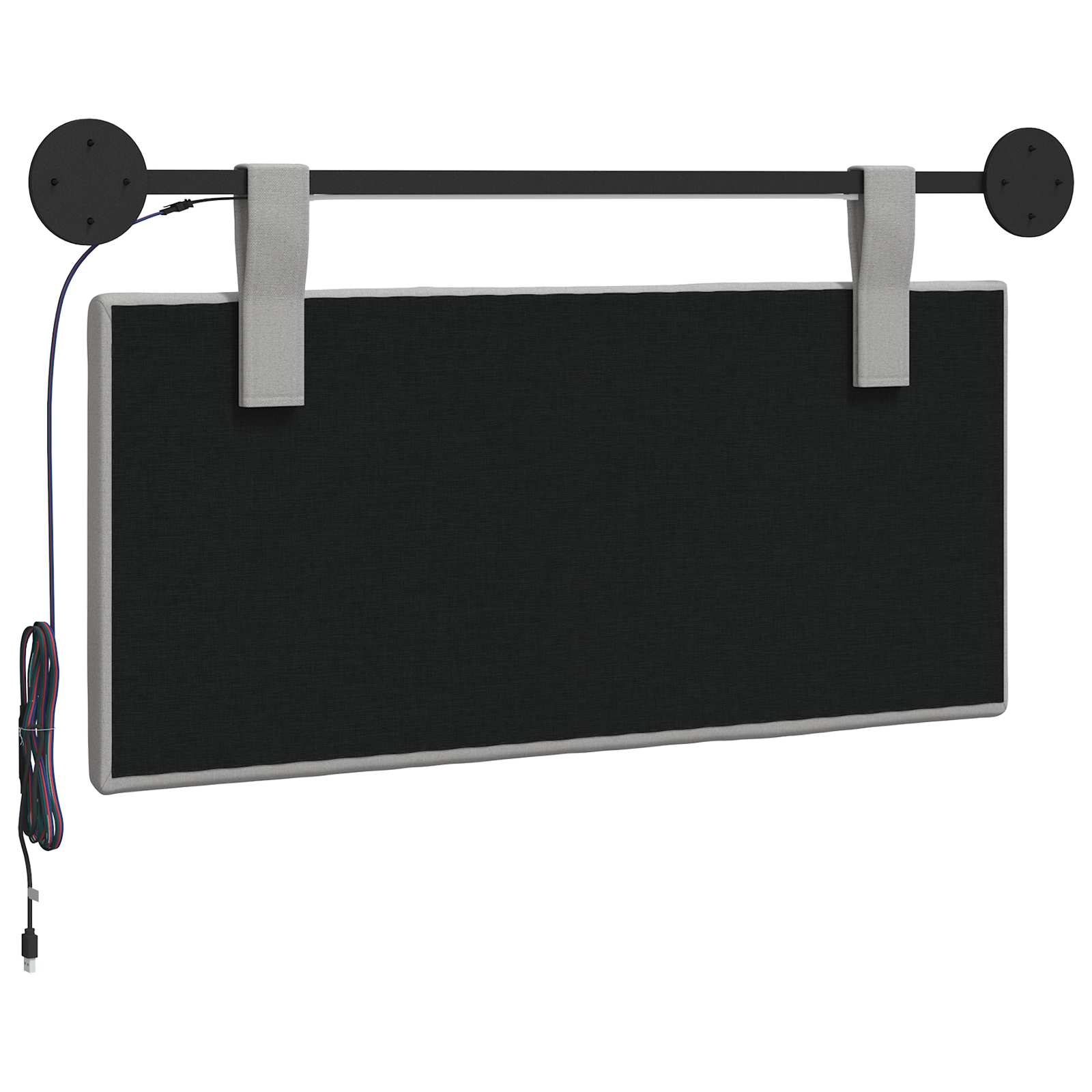 Κεφαλάρι κρεβατιού κρεμαστό Με φωτισμό LED Σκίουρος Γκρί Ύφασμα - Pakobazaar