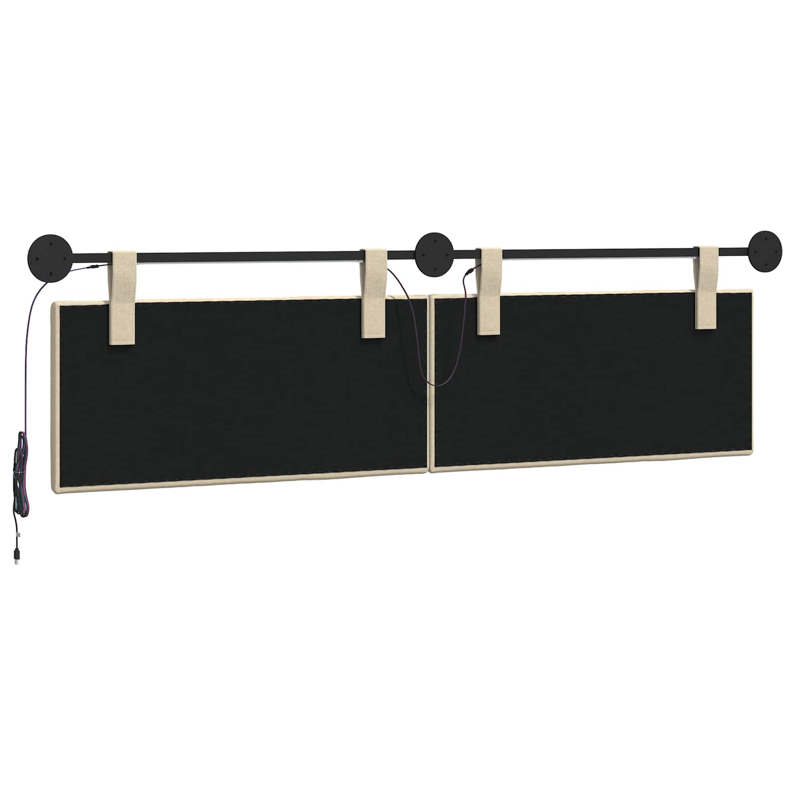 Κεφαλάρι κρεβατιού κρεμαστό Με φωτισμό LED Κρεμ Ύφασμα - Pakobazaar