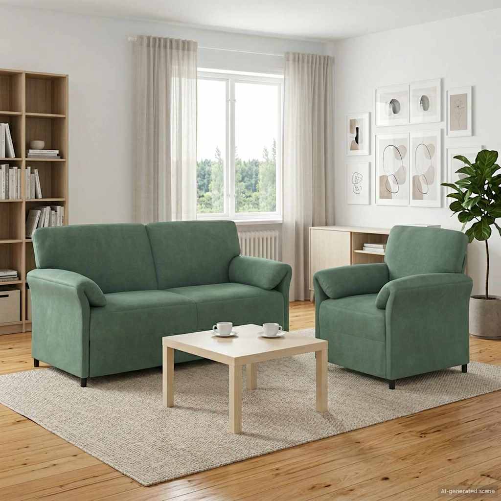 Σετ Καναπέ 2 τμχ. Θαλασσί Βελούδο