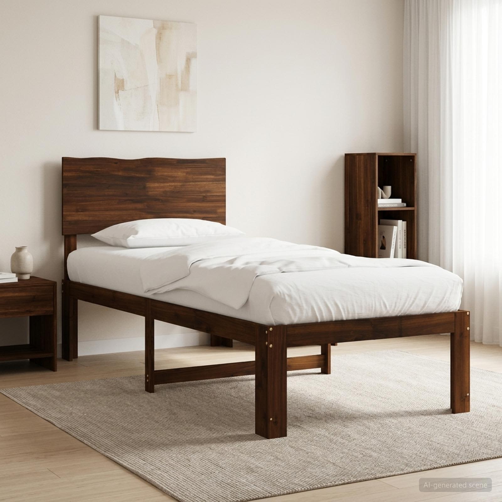 Μονό Κρεβάτι με Κεφαλάρι ROSTOCK Σκούρο Καφέ 75 x 190 cm - Pakobazaar