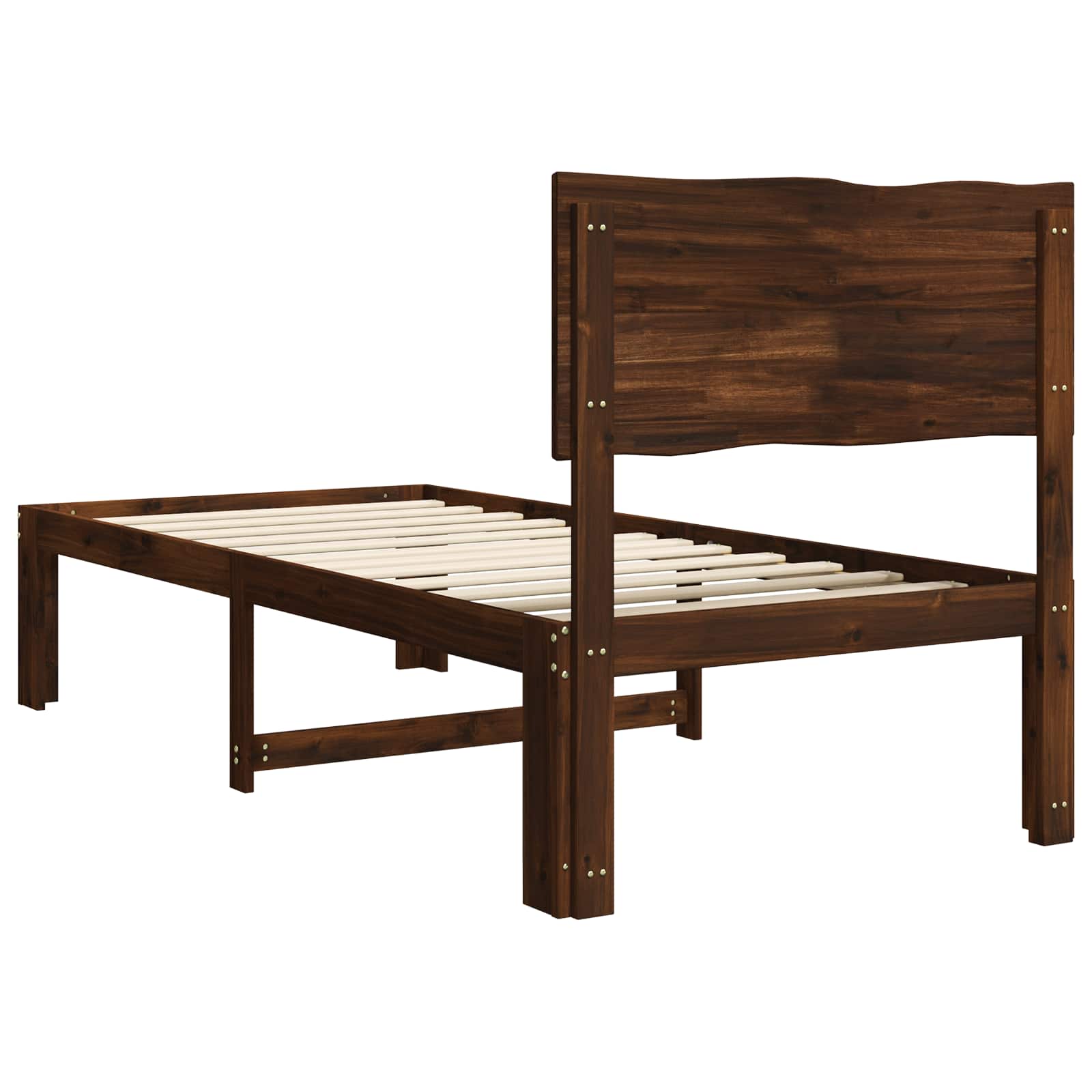 Μονό Κρεβάτι με Κεφαλάρι ROSTOCK Σκούρο Καφέ 75 x 190 cm - Pakobazaar