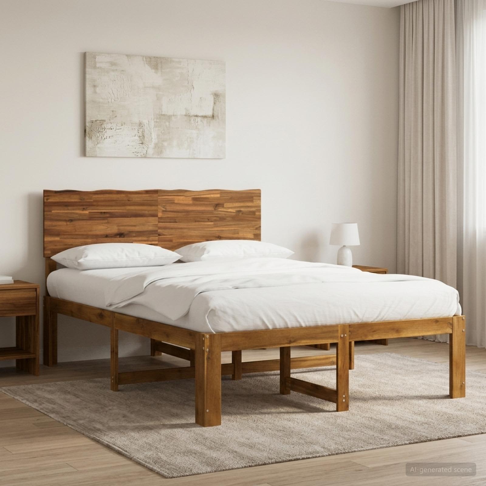 Διπλό Κρεβάτι με Κεφαλάρι ROSTOCK Φυσικό 120 x 190 cm - Pakobazaar