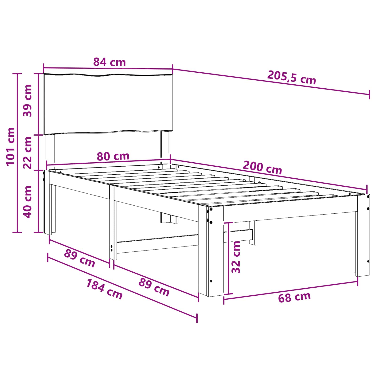 Μονό Κρεβάτι με Κεφαλάρι ROSTOCK Λευκό 80 x 200 cm - Pakobazaar
