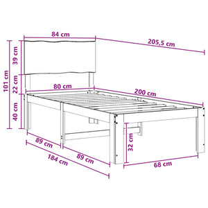Μονό Κρεβάτι με Κεφαλάρι ROSTOCK Λευκό 80 x 200 cm - Pakobazaar