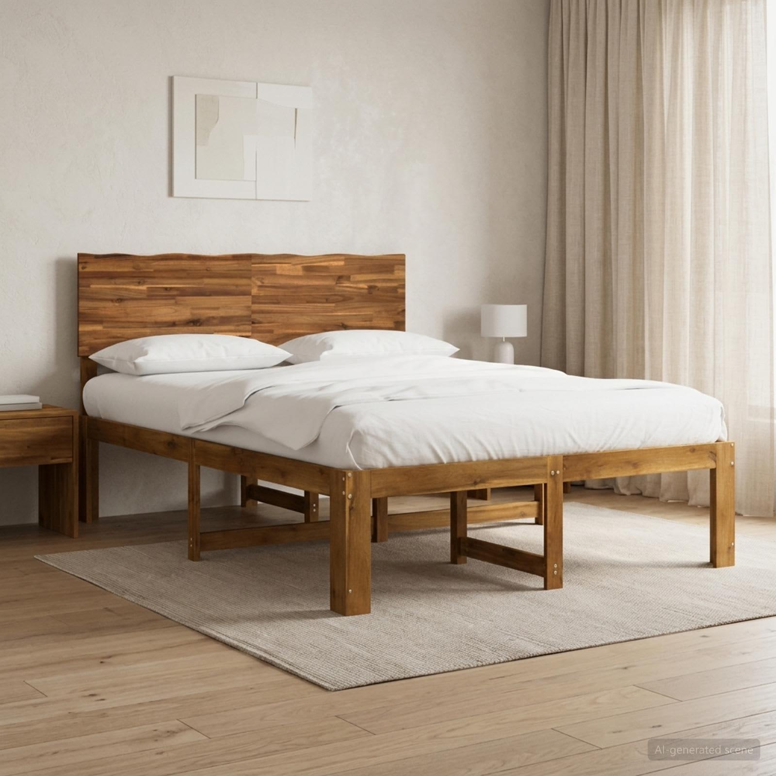 Διπλό Κρεβάτι με Κεφαλάρι ROSTOCK Φυσικό 120 x 200 cm - Pakobazaar
