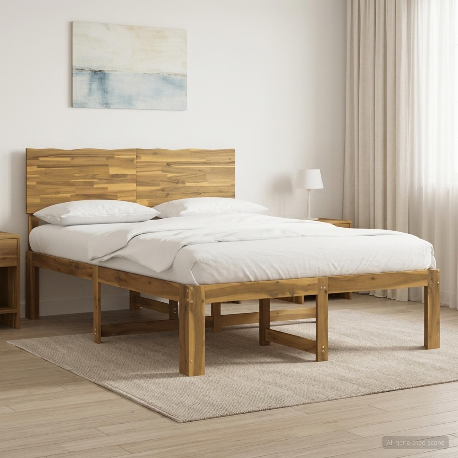 Διπλό Κρεβάτι με Κεφαλάρι ROSTOCK Λευκό 120 x 200 cm - Pakobazaar