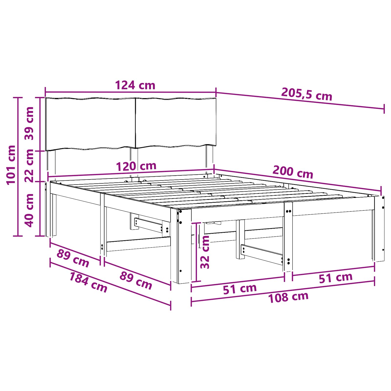 Διπλό Κρεβάτι με Κεφαλάρι ROSTOCK Λευκό 120 x 200 cm - Pakobazaar