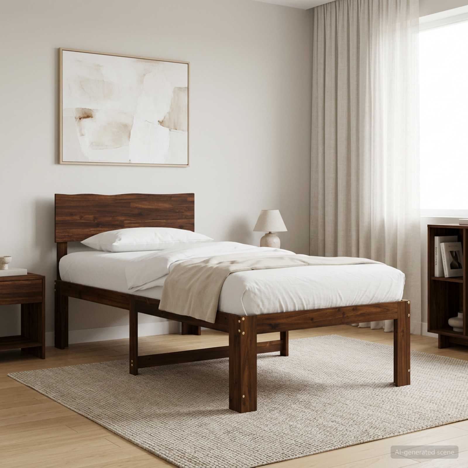 Μονό Κρεβάτι με Κεφαλάρι ROSTOCK Σκούρο Καφέ 75 x 190 cm - Pakobazaar