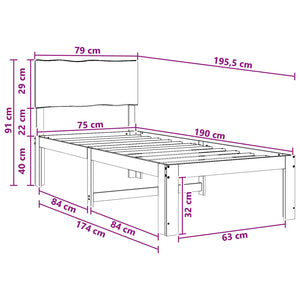 Μονό Κρεβάτι με Κεφαλάρι ROSTOCK Λευκό 75 x 190 cm - Pakobazaar