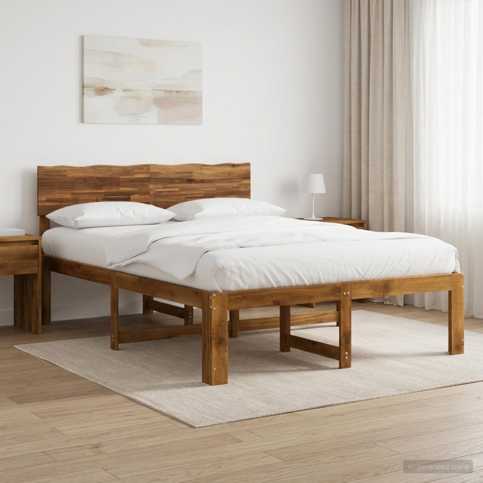 Διπλό Κρεβάτι με Κεφαλάρι ROSTOCK Φυσικό 120 x 190 cm - Pakobazaar