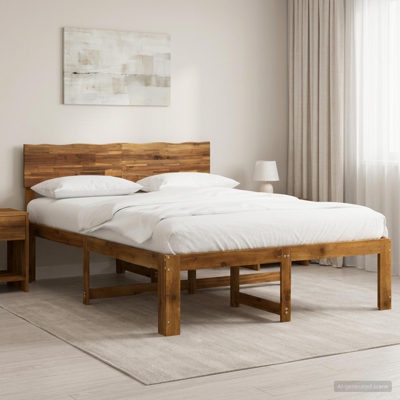 Διπλό Κρεβάτι με Κεφαλάρι ROSTOCK Φυσικό 135 x 190 cm