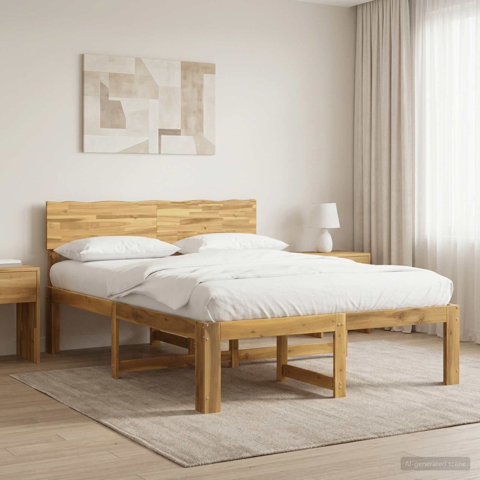 Διπλό Κρεβάτι με Κεφαλάρι ROSTOCK Λευκό 135 x 190 cm - Pakobazaar