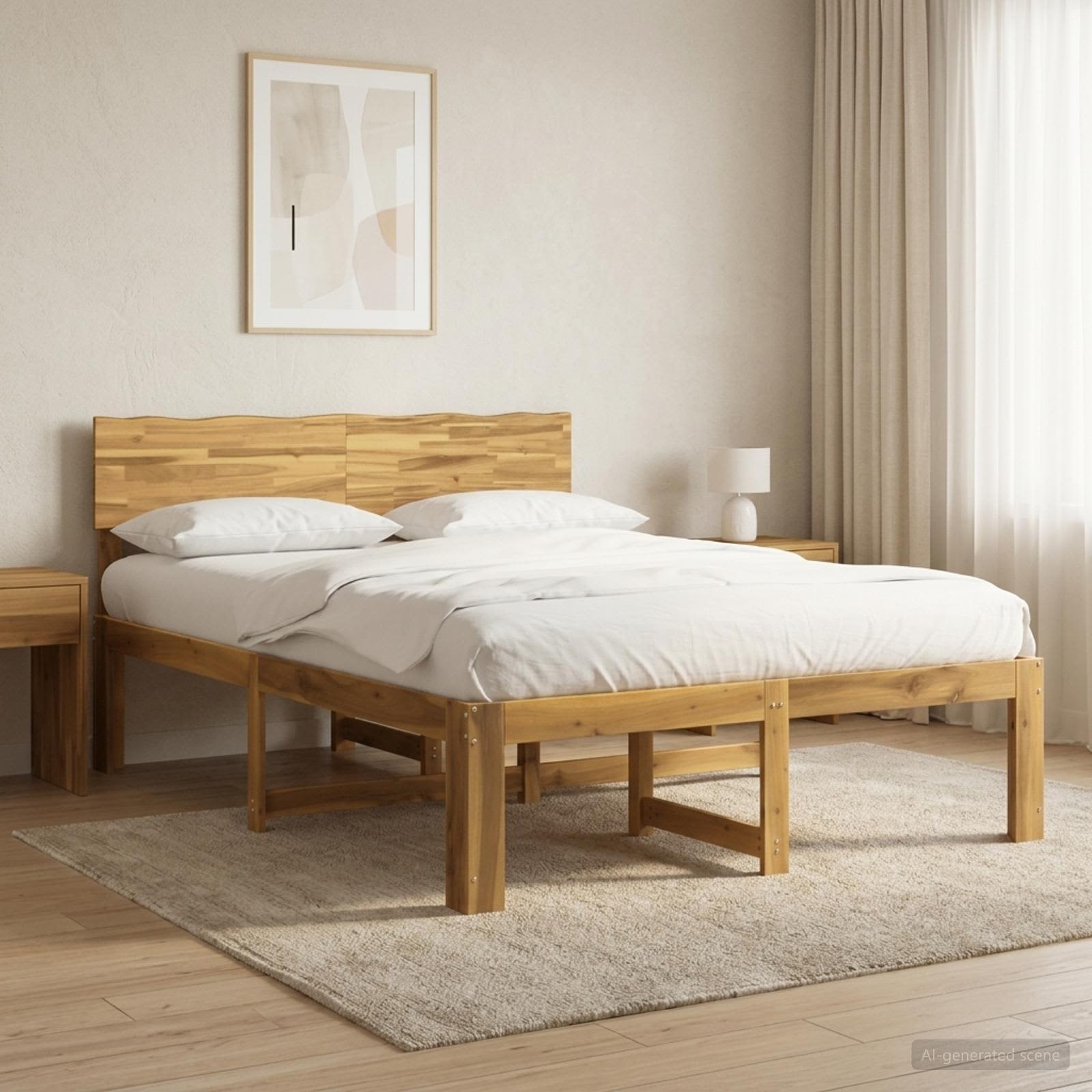 Διπλό Κρεβάτι με Κεφαλάρι ROSTOCK Λευκό 140 x 190 cm - Pakobazaar