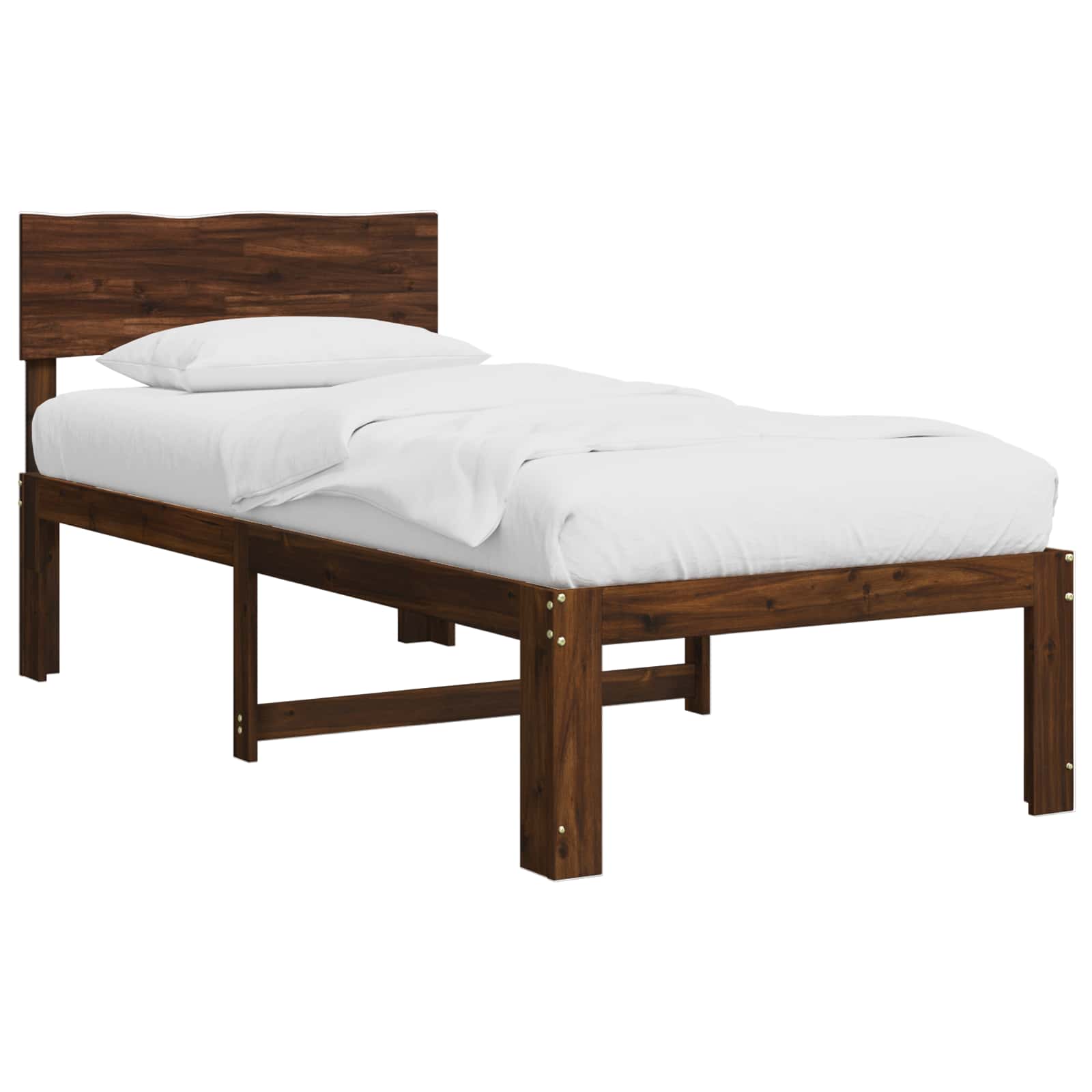 Μονό Κρεβάτι με Κεφαλάρι ROSTOCK Σκούρο Καφέ 90 x 200 cm - Pakobazaar