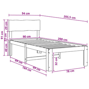 Μονό Κρεβάτι με Κεφαλάρι ROSTOCK Λευκό 90 x 200 cm - Pakobazaar