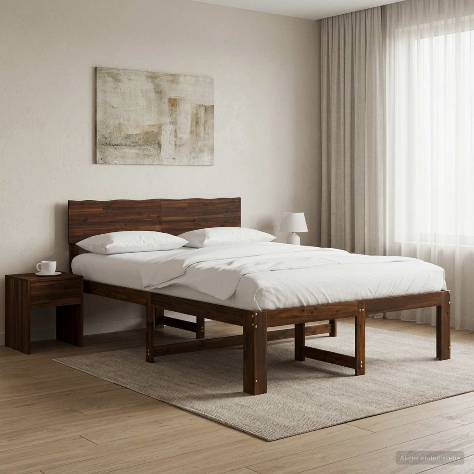 Διπλό Κρεβάτι με Κεφαλάρι ROSTOCK Σκούρο Καφέ 120 x 200 cm - Pakobazaar