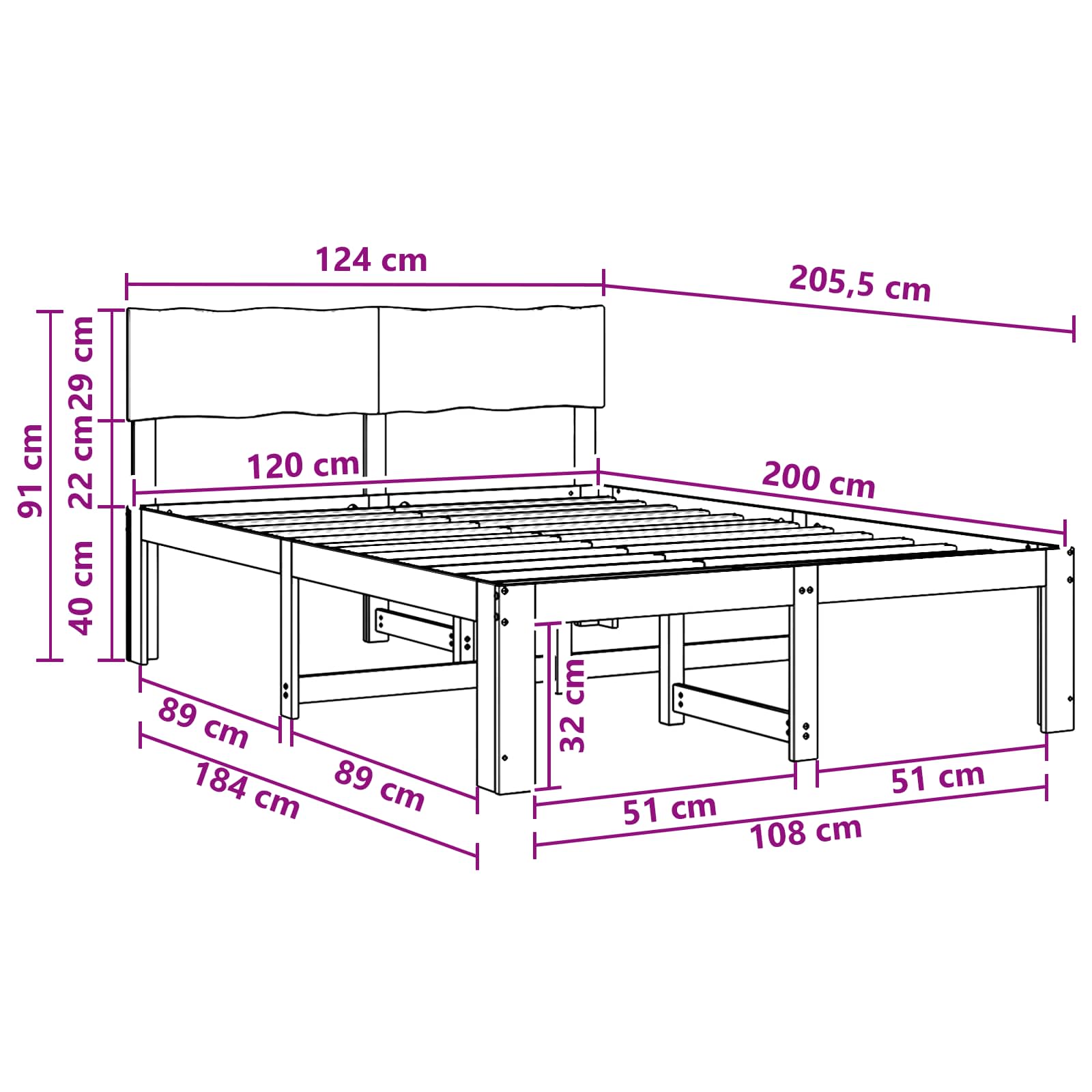 Διπλό Κρεβάτι με Κεφαλάρι ROSTOCK Φυσικό 120 x 200 cm - Pakobazaar